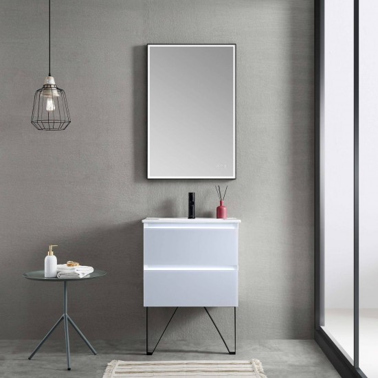 Jena 24 Inch Vanity with Ceramic Sink - Light Grey