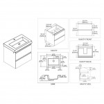 Jena 24 Inch Vanity with Acrylic Sink - Light Grey