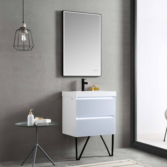 Jena 24 Inch Vanity with Acrylic Sink - Light Grey