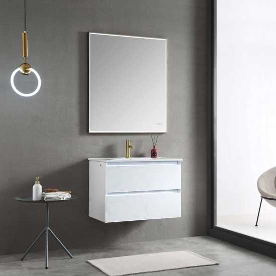 Jena 30 Inch Vanity with Ceramic Sink - Calacatta White