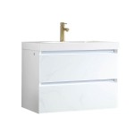 Jena 30 Inch Vanity with Acrylic Sink - Calacatta White