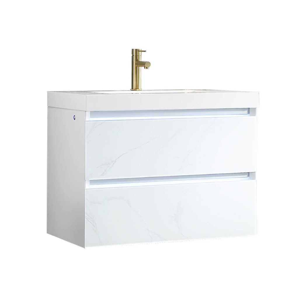 Jena 30 Inch Vanity with Acrylic Sink - Calacatta White