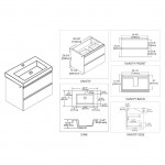 Jena 30 Inch Vanity with Acrylic Sink - Calacatta White