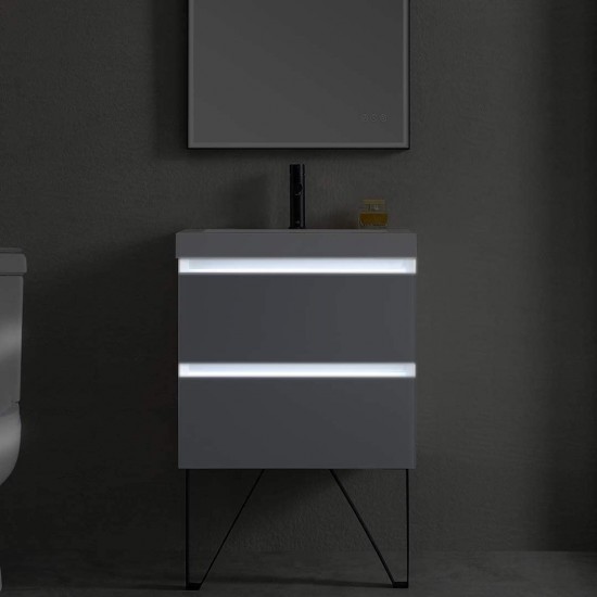Jena 30 Inch Vanity with Acrylic Sink - Calacatta White
