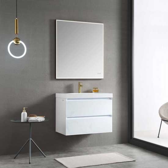 Jena 30 Inch Vanity with Acrylic Sink - Calacatta White