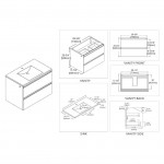 Jena 30 Inch Vanity with Ceramic Sink - Light Grey
