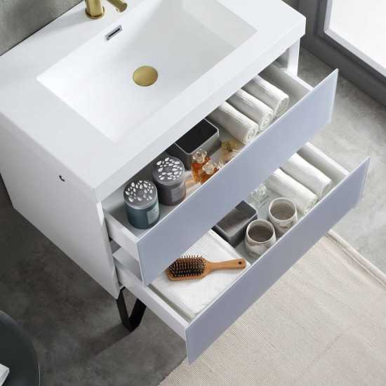 Jena 30 Inch Vanity with Ceramic Sink - Light Grey
