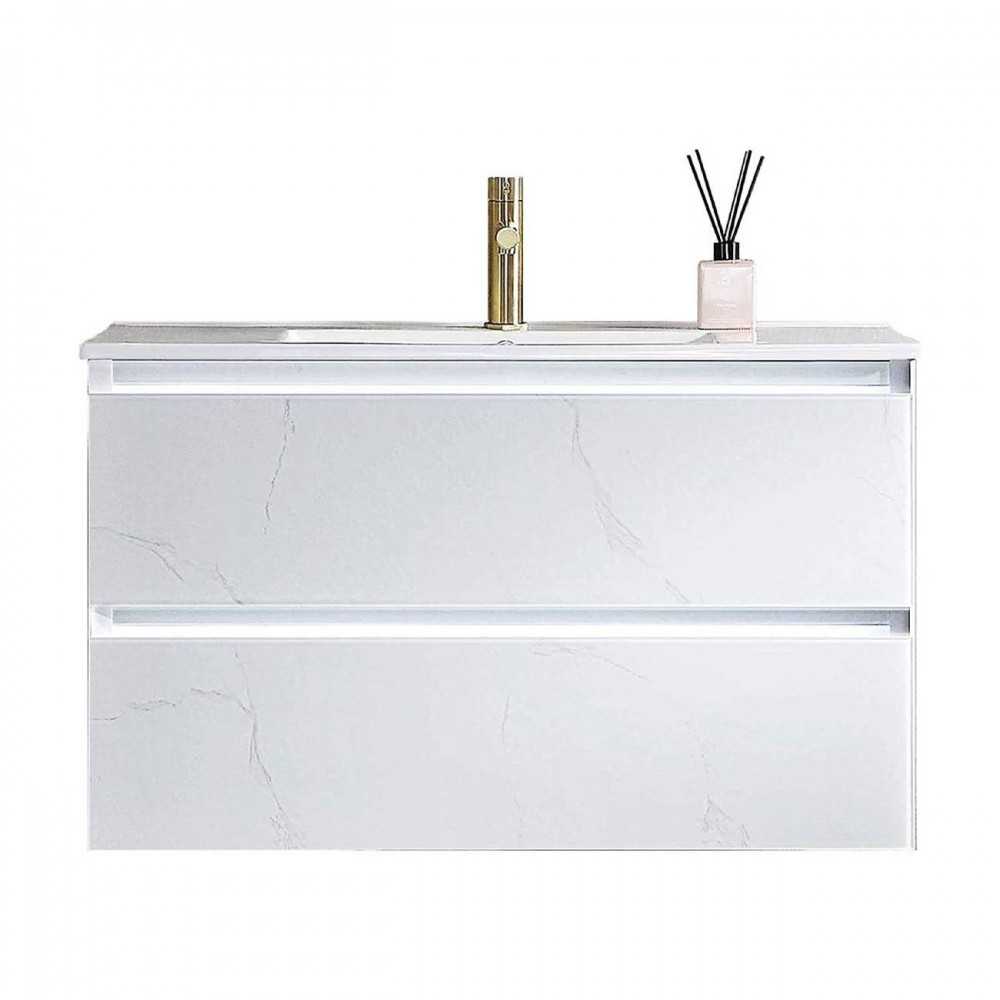 Jena 36 Inch Vanity Base Only - Calacatta White