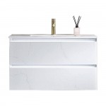 Jena 36 Inch Vanity with Ceramic Sink - Calacatta White