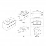 Jena 36 Inch Vanity with Ceramic Sink - Calacatta White