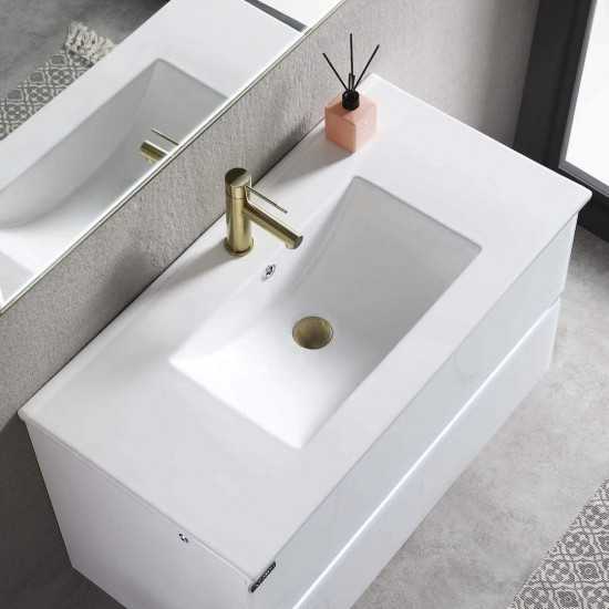 Jena 36 Inch Vanity with Ceramic Sink - Calacatta White