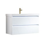 Jena 36 Inch Vanity with Acrylic Sink - Calacatta White