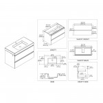 Jena 36 Inch Vanity with Acrylic Sink - Calacatta White