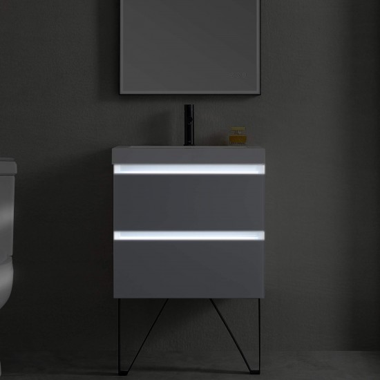 Jena 36 Inch Vanity with Acrylic Sink - Calacatta White