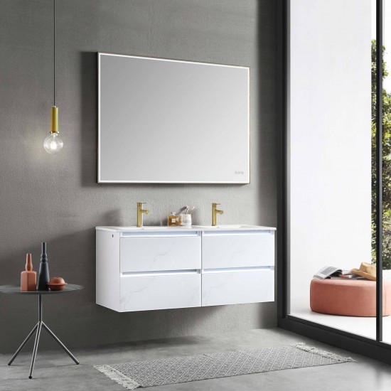 Jena 48 Inch Vanity Base Only - Calacatta White