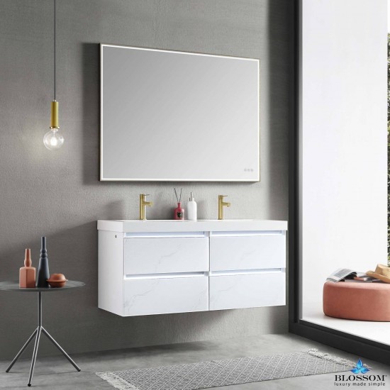 Jena 48 Inch Vanity Base Only - Calacatta White