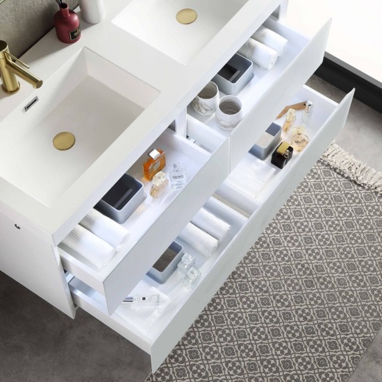 Jena 48 Inch Vanity Base Only - Calacatta White