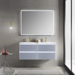 Jena 48 Inch Vanity with Ceramic Double Sinks - Light Grey