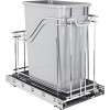 STORAGE WITH STYLE ® Metal Single Trashcan Polished Chrome with Grey