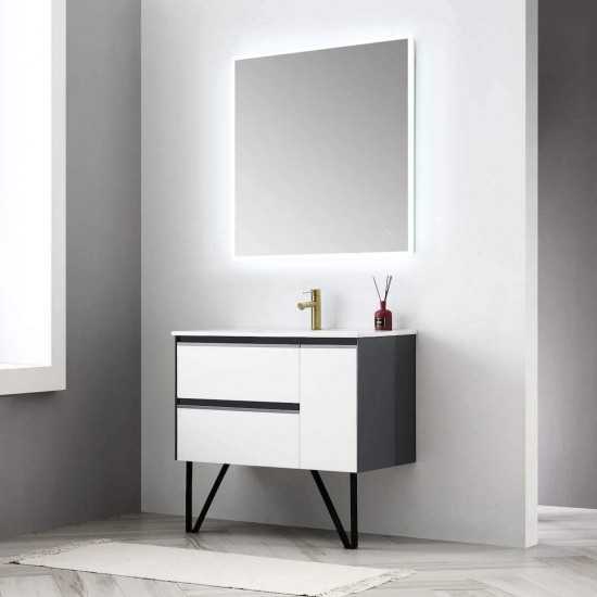 Berlin 36 Inch Vanity Base Only - White