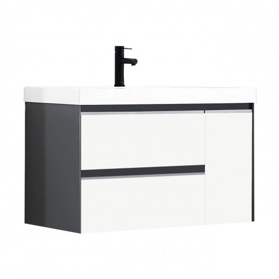 Berlin 36 Inch Vanity with Acrylic Sink - White