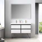 Berlin 48 Inch Vanity with Acrylic Double Sinks - White