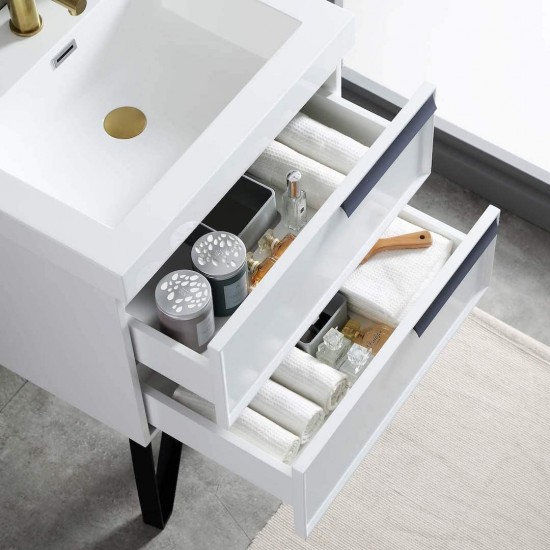 Sofia 24 Inch Vanity with Acrylic Sink - White