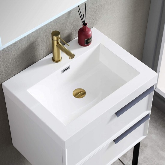 Sofia 24 Inch Vanity with Acrylic Sink - White