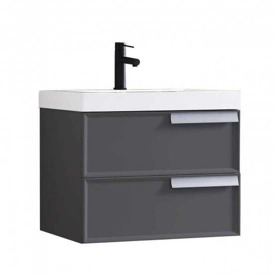 Sofia 24 Inch Vanity with Acrylic Sink - Matte Gray