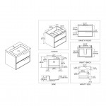 Sofia 24 Inch Vanity with Acrylic Sink - Matte Gray