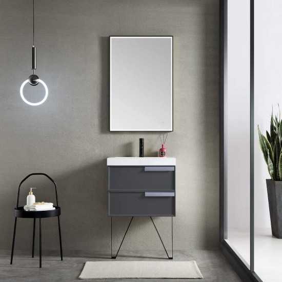Sofia 24 Inch Vanity with Acrylic Sink - Matte Gray