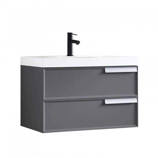 Sofia 30 Inch Vanity with Acrylic Sink - Matte Gray