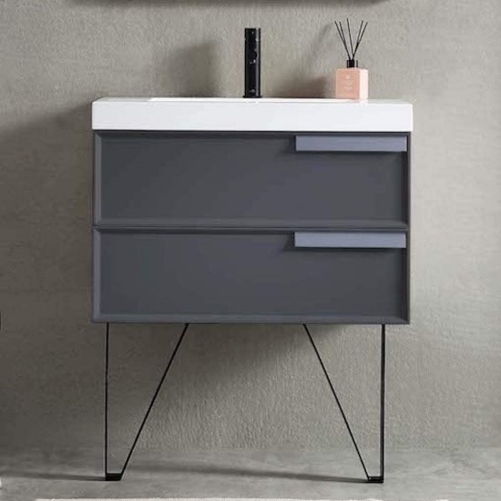 Sofia 30 Inch Vanity with Acrylic Sink - Matte Gray