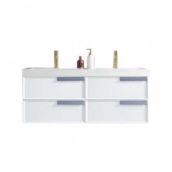 Sofia 48 Inch Vanity with Acrylic Double Sinks - White