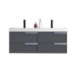 Sofia 48 Inch Vanity with Acrylic Double Sinks - Matte Gray