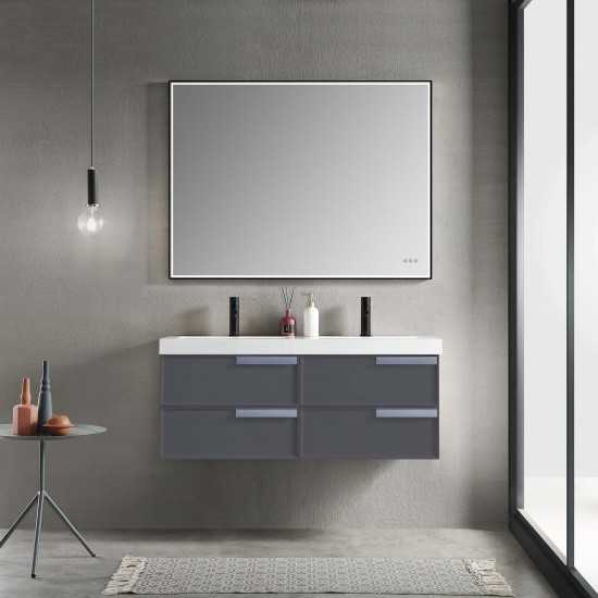 Sofia 48 Inch Vanity with Acrylic Double Sinks - Matte Gray