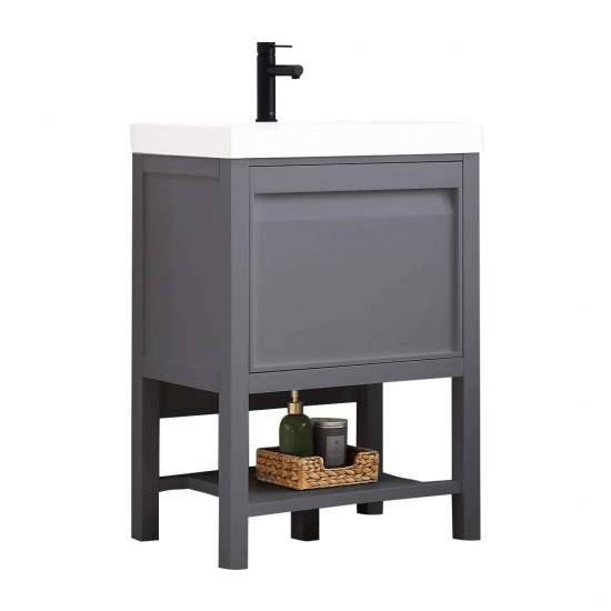 Vienna 24 Inch Vanity Base Only - Matte Gray