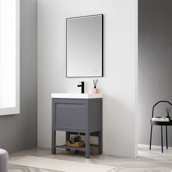 Vienna 24 Inch Vanity Base Only - Matte Gray
