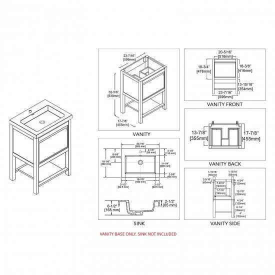Vienna 24 Inch Vanity Base Only - Matte Gray