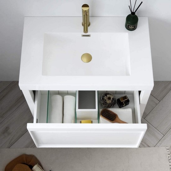 Vienna 30 Inch Vanity with Acrylic Sink - White