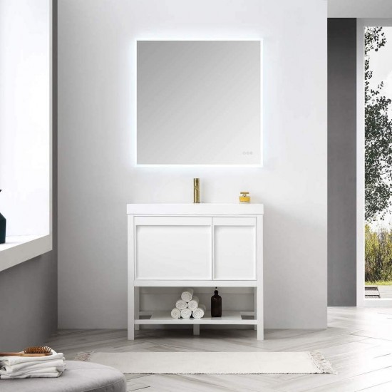 Vienna 36 Inch Vanity with Acrylic Sink - White