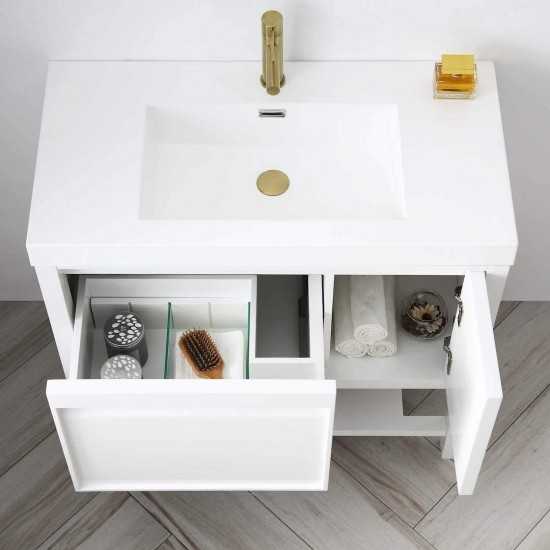 Vienna 36 Inch Vanity with Acrylic Sink - White
