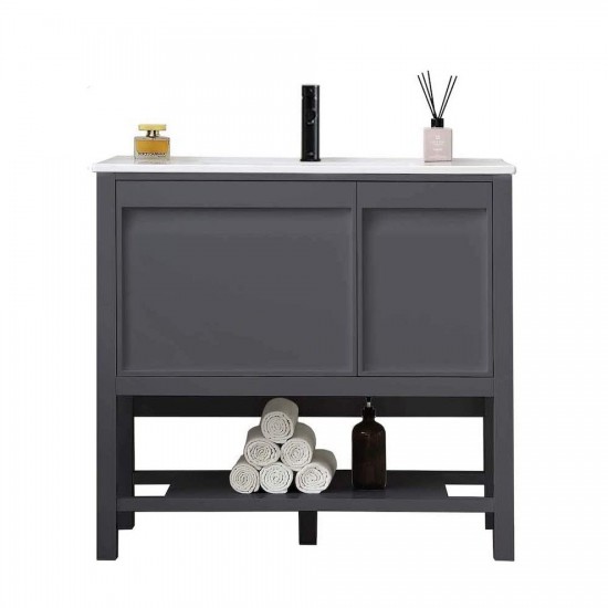 Vienna 36 Inch Vanity Base Only - Matte Gray