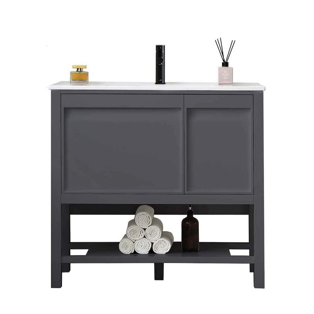 Vienna 36 Inch Vanity Base Only - Matte Gray Vienna 36 Inch Vanity Base Only - Matte Gray