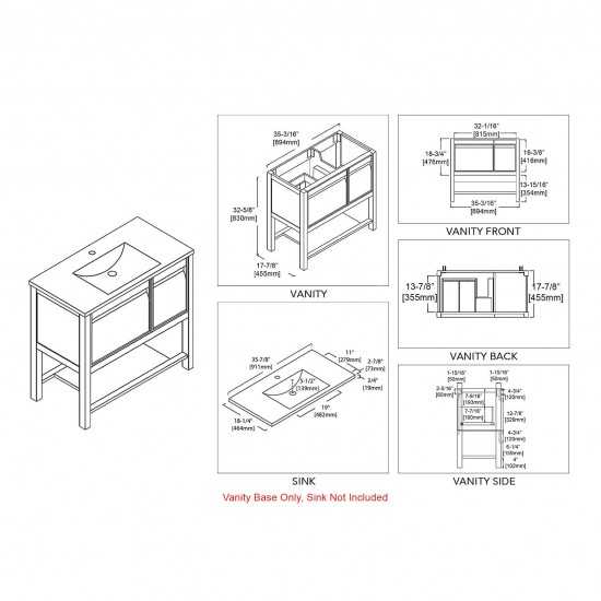 Vienna 36 Inch Vanity Base Only - Matte Gray