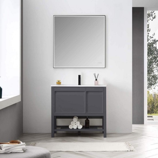 Vienna 36 Inch Vanity Base Only - Matte Gray