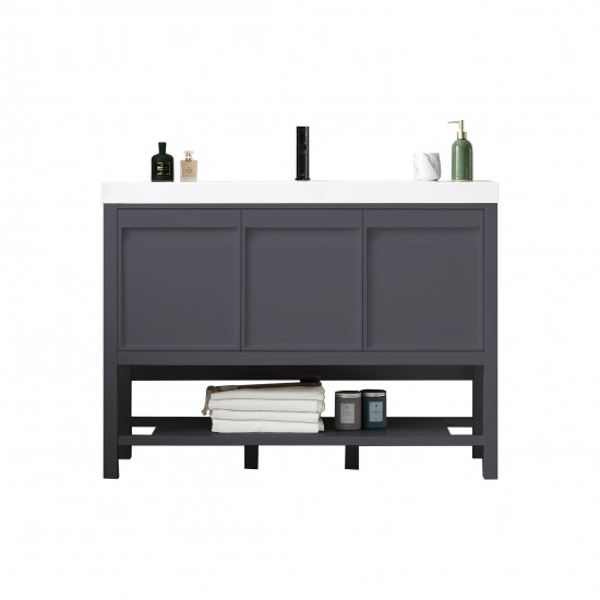 Vienna 48 Inch Vanity with Acrylic Single Sink - Matte Gray