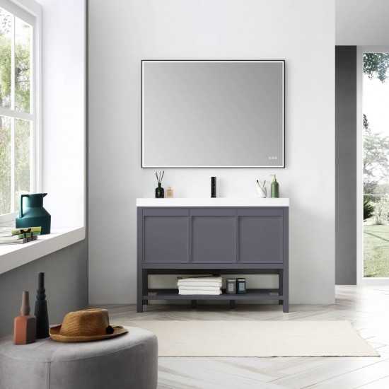 Vienna 48 Inch Vanity with Acrylic Single Sink - Matte Gray