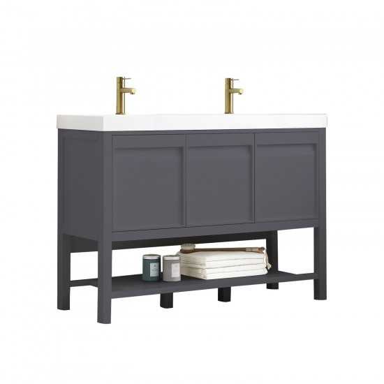 Vienna 48 Inch Vanity with Acrylic Double Sinks - Matte Gray