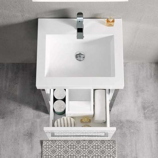 Riga 20 Inch Vanity with Acrylic Sink - White